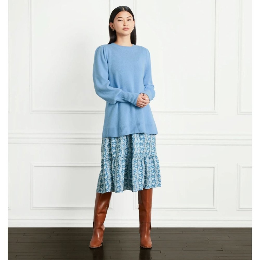 Hill House Womens The Sylvie Sweater Vista Blue Merino Wool Pullover Size Medium
